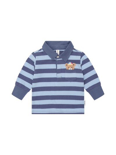 Huxbaby - Peeping Hux Blue Stripe Polo - HB2059W25 Long Sleeve Shirt Huxbaby 