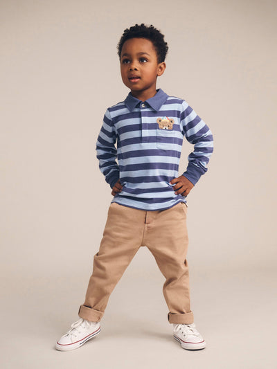 Huxbaby - Peeping Hux Blue Stripe Polo - HB2059W25 Long Sleeve Shirt Huxbaby 