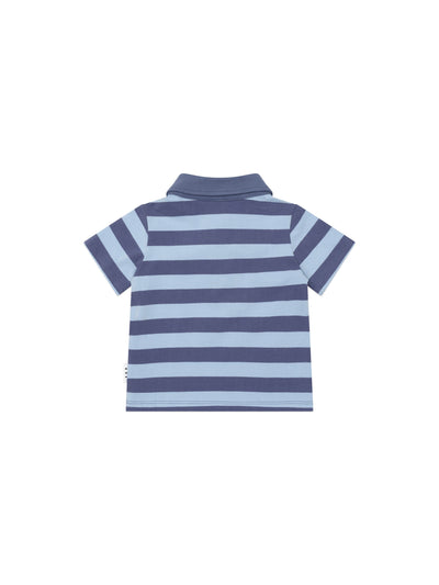 Huxbaby - Peeping Hux Blue Stripe Polo T-Shirt - HB2060W25 Short Sleeve T-Shirt Huxbaby 