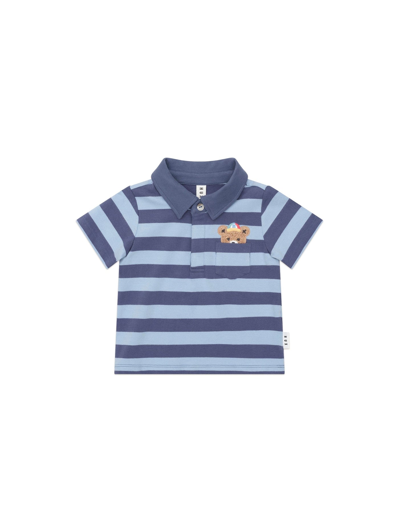 Huxbaby - Peeping Hux Blue Stripe Polo T-Shirt - HB2060W25 Short Sleeve T-Shirt Huxbaby 