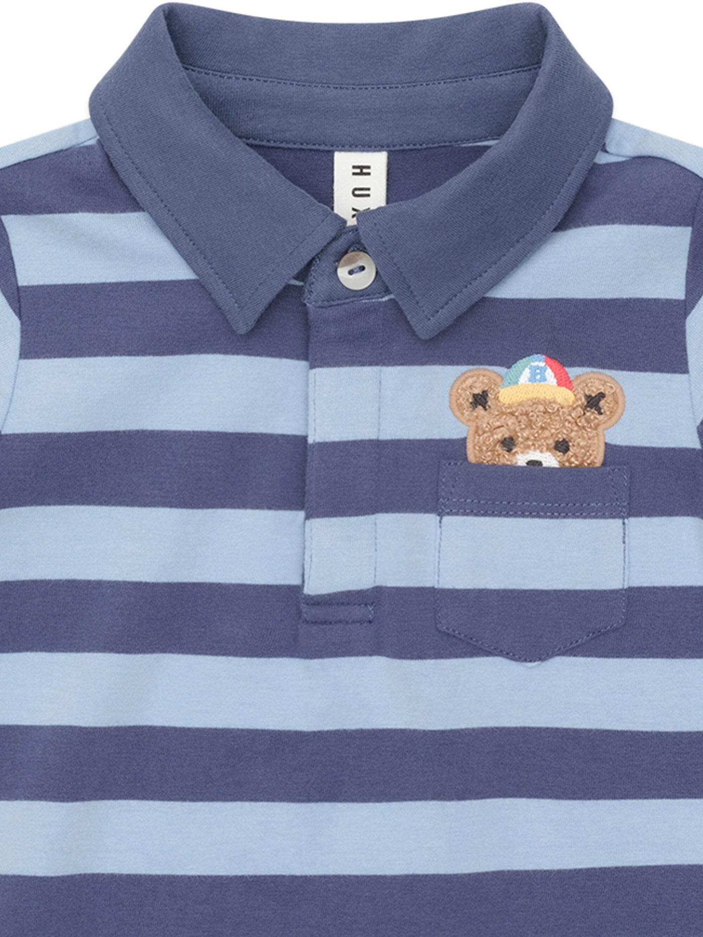 Huxbaby - Peeping Hux Blue Stripe Polo T-Shirt - HB2060W25 Short Sleeve T-Shirt Huxbaby 