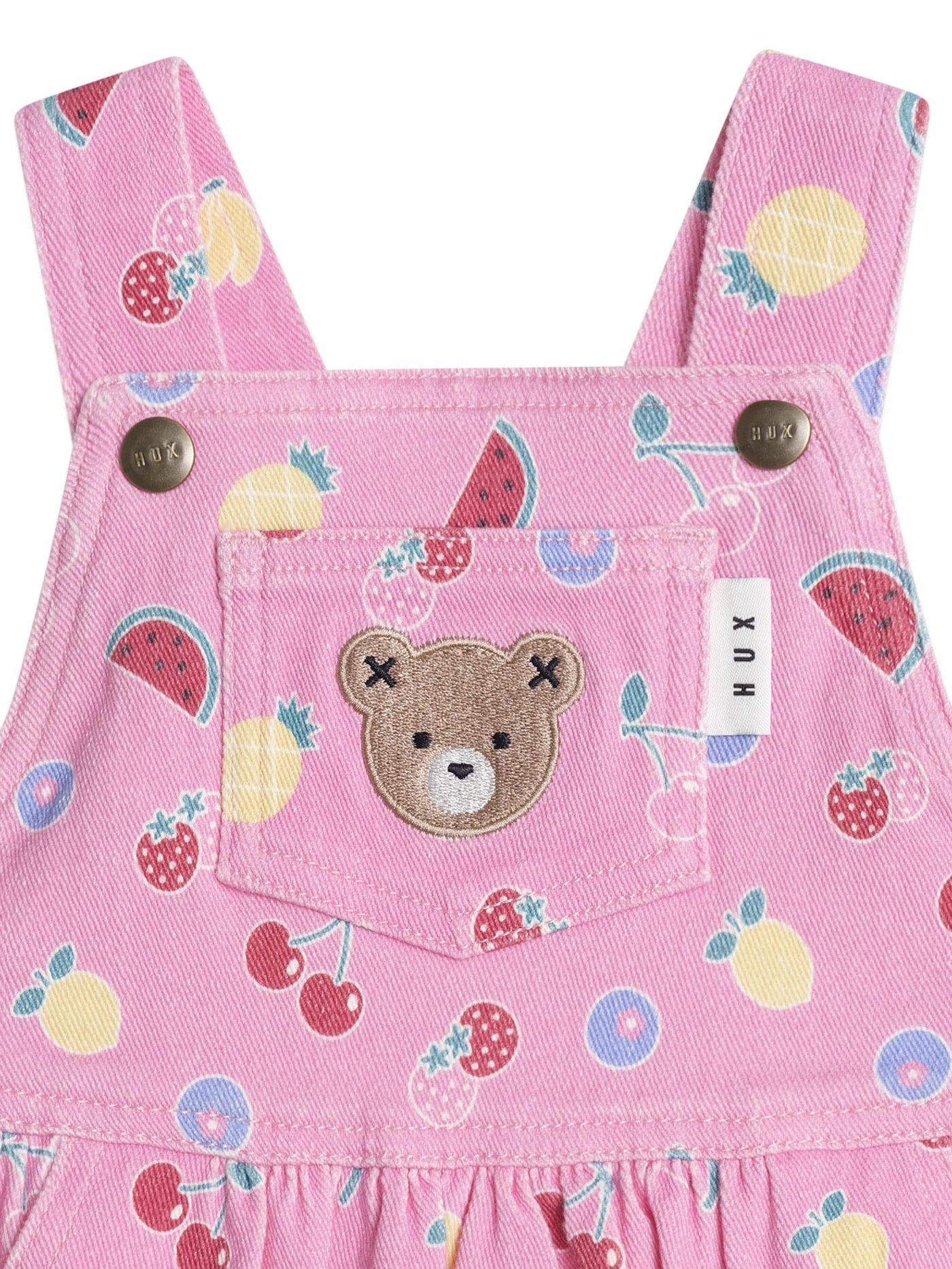 Huxbaby - Pink Fruit Emoji Pinafore Dress - HB1035S25 Sleeveless Dress Huxbaby 
