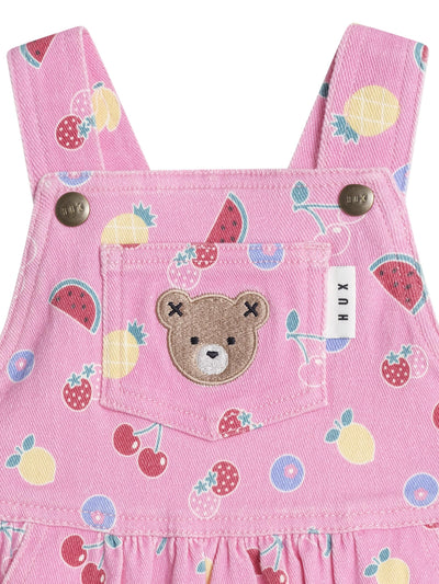 Huxbaby - Pink Fruit Emoji Pinafore Dress - HB1035S25 Sleeveless Dress Huxbaby 