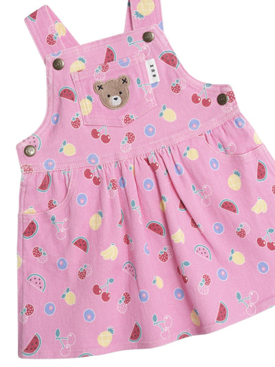 Huxbaby - Pink Fruit Emoji Pinafore Dress - HB1035S25 Sleeveless Dress Huxbaby 