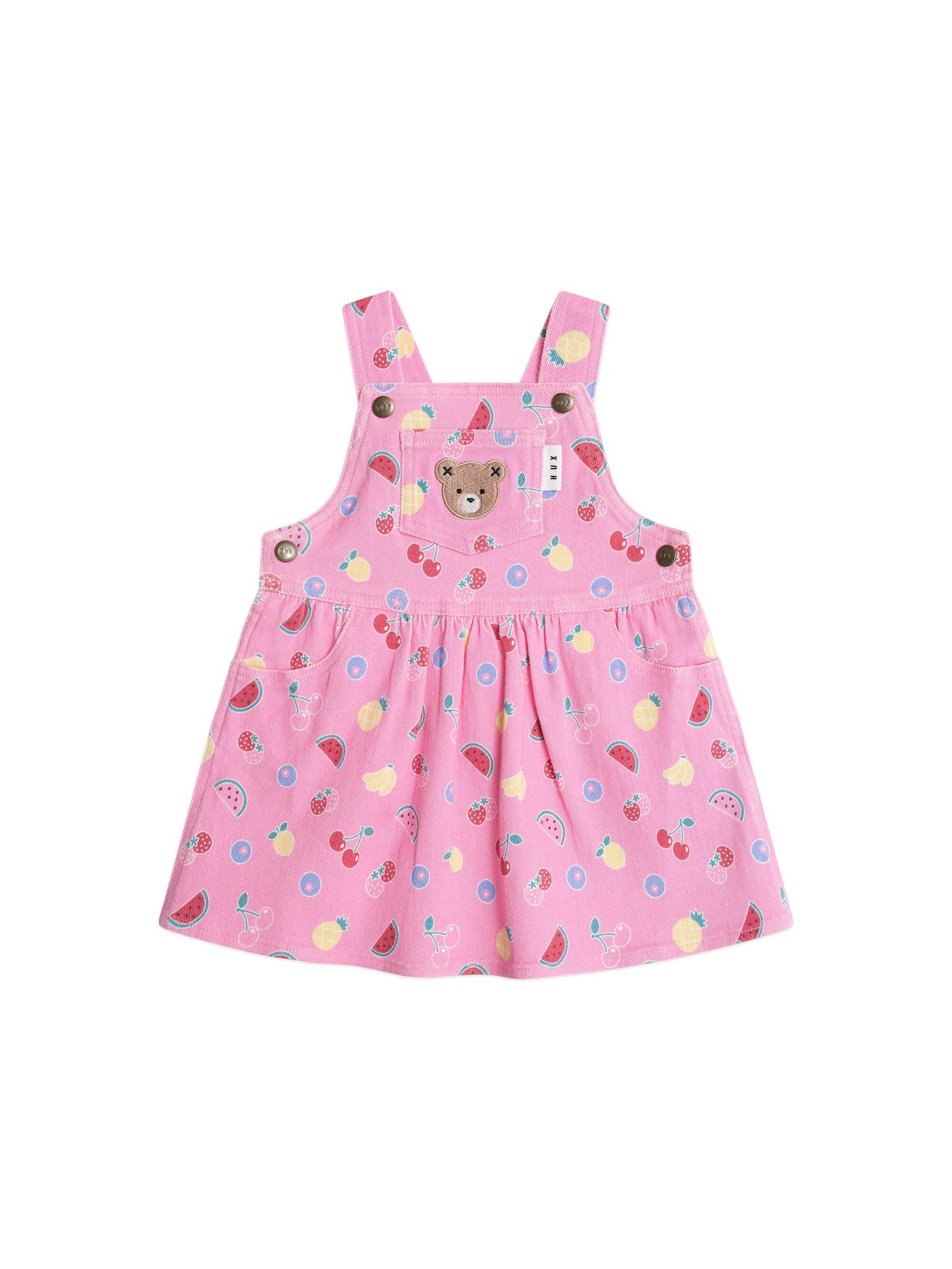 Huxbaby - Pink Fruit Emoji Pinafore Dress - HB1035S25 Sleeveless Dress Huxbaby 
