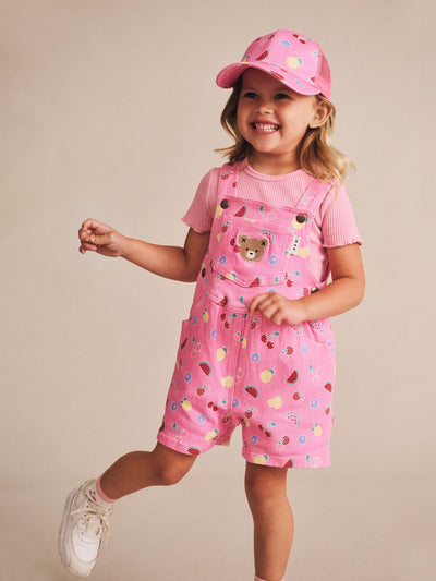 Huxbaby - Pink Fruit Emoji Short Overalls - HB0041S25 Overalls Huxbaby 