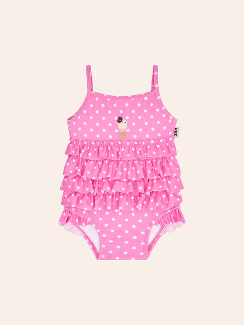 Huxbaby - Polka Dot Ice Cream Tiered Swimsuit | Sherbet - PREORDER