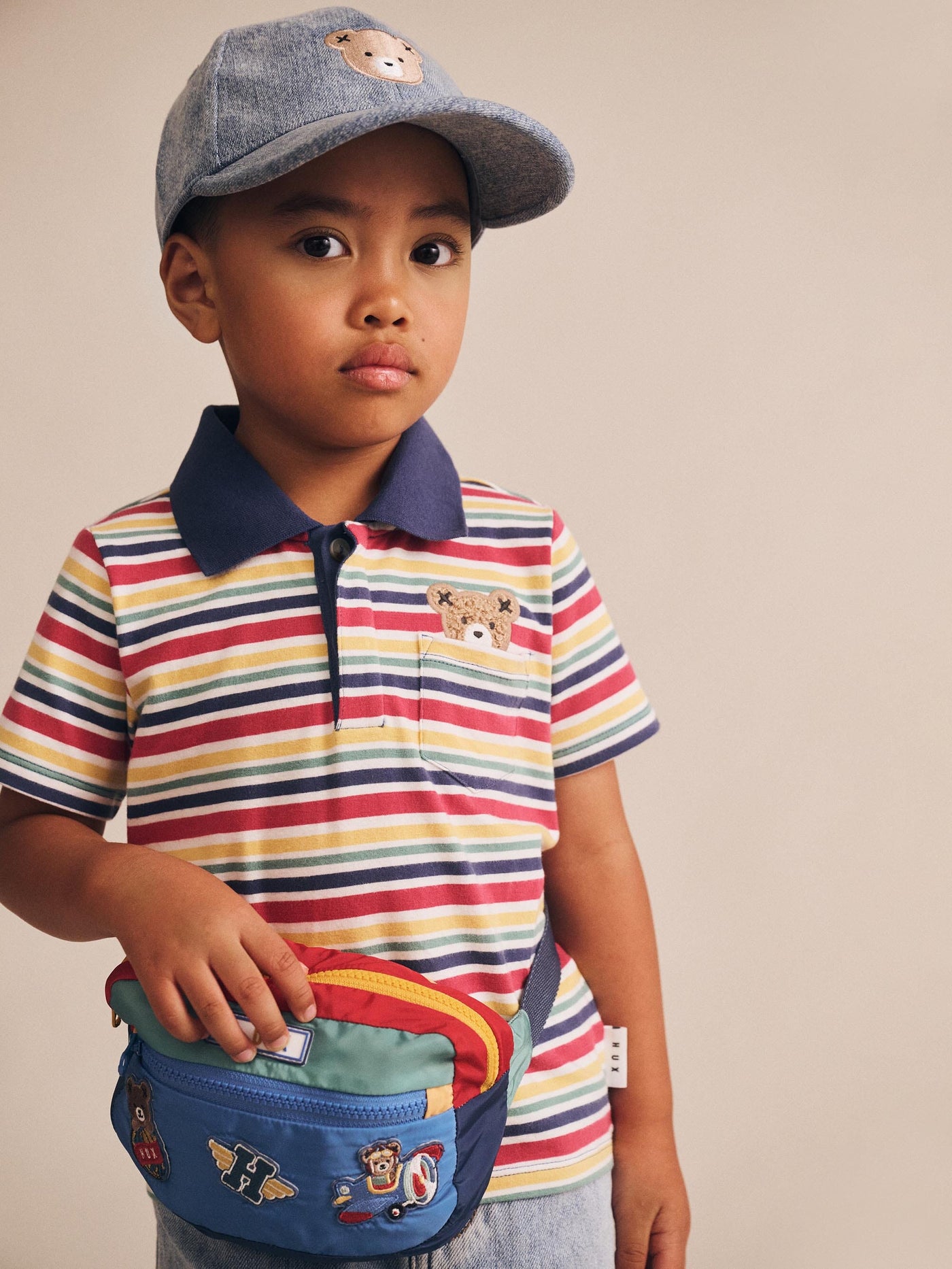 Huxbaby - Polo Tee Vintage Stripe - HB2123S25 Short Sleeve Shirt Huxbaby 