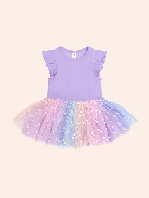 Huxbaby - Purple Short Sleeve Rib Dress | Orchid Purple