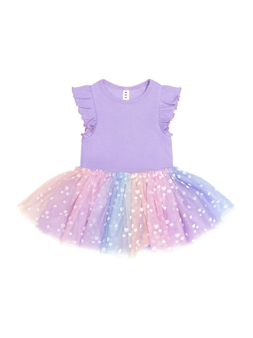 Huxbaby - Purple Short Sleeve Rib Dress | Orchid Purple
