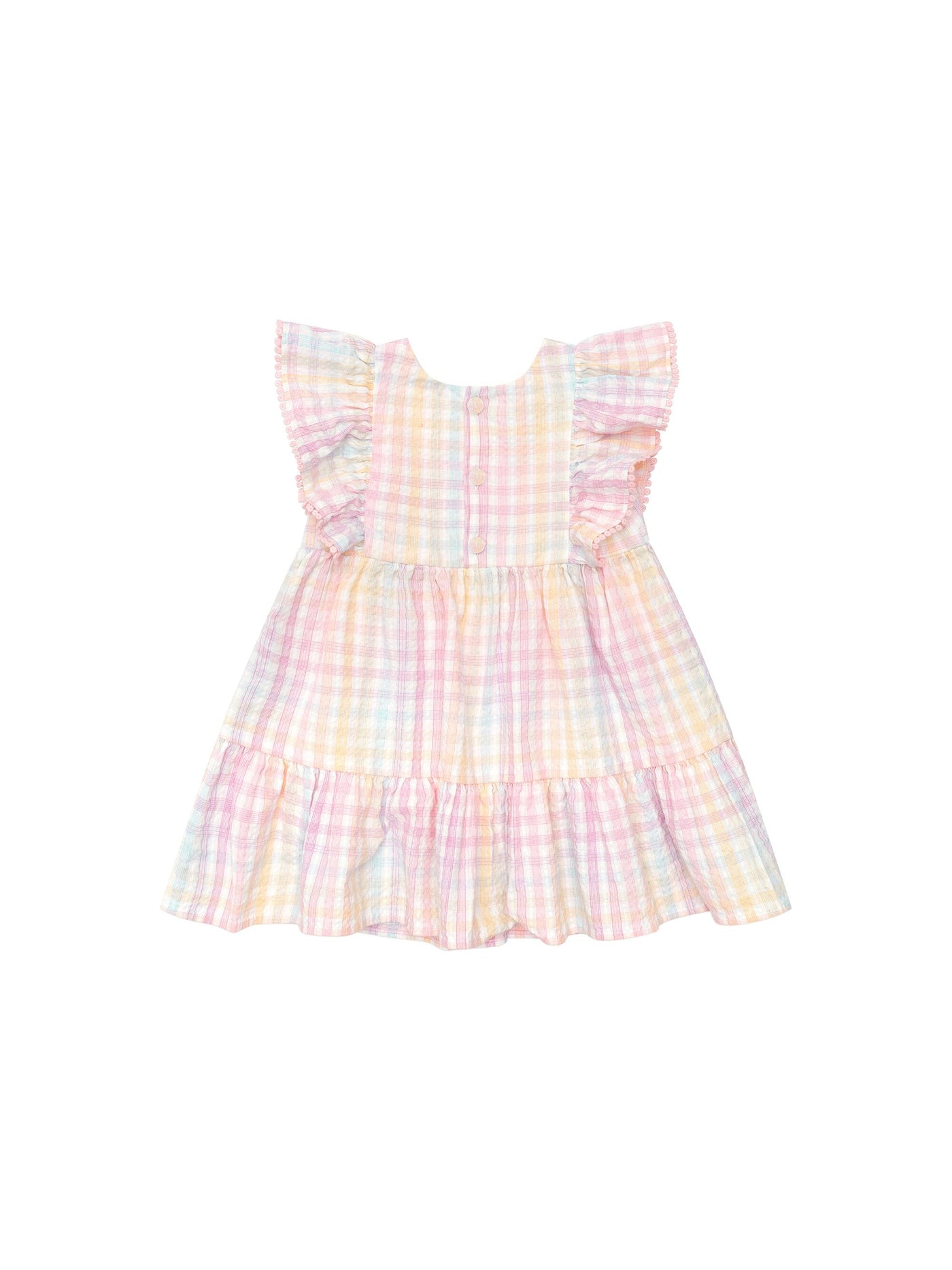 Huxbaby - Rainbow Check Frill Dress - HB1230S24 Short Sleeve Dress Huxbaby 