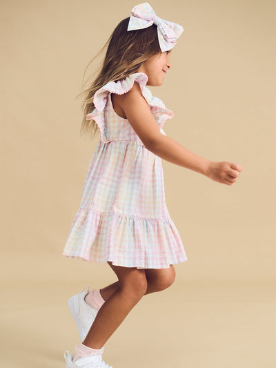 Huxbaby - Rainbow Check Frill Dress - HB1230S24 Short Sleeve Dress Huxbaby 