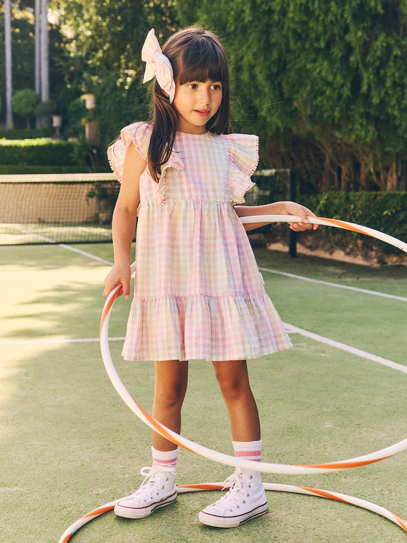 Huxbaby - Rainbow Check Frill Dress - HB1230S24 Short Sleeve Dress Huxbaby 