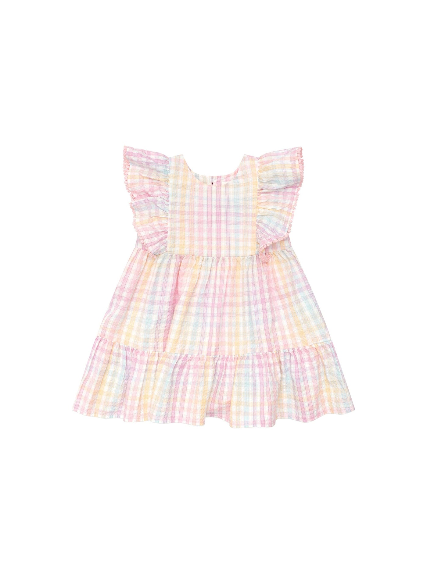 Huxbaby - Rainbow Check Frill Dress - HB1230S24 Short Sleeve Dress Huxbaby 