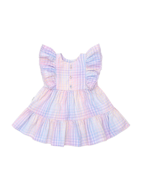 Huxbaby - Rainbow Check Frill Dress - HB1307W25