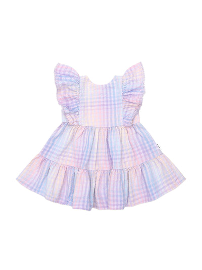 Huxbaby - Rainbow Check Frill Dress - HB1307W25 Short Sleeve Dress Huxbaby 