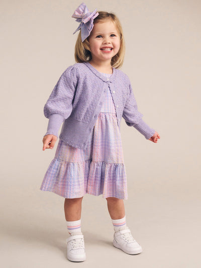 Huxbaby - Rainbow Check Frill Dress - HB1307W25 Short Sleeve Dress Huxbaby 