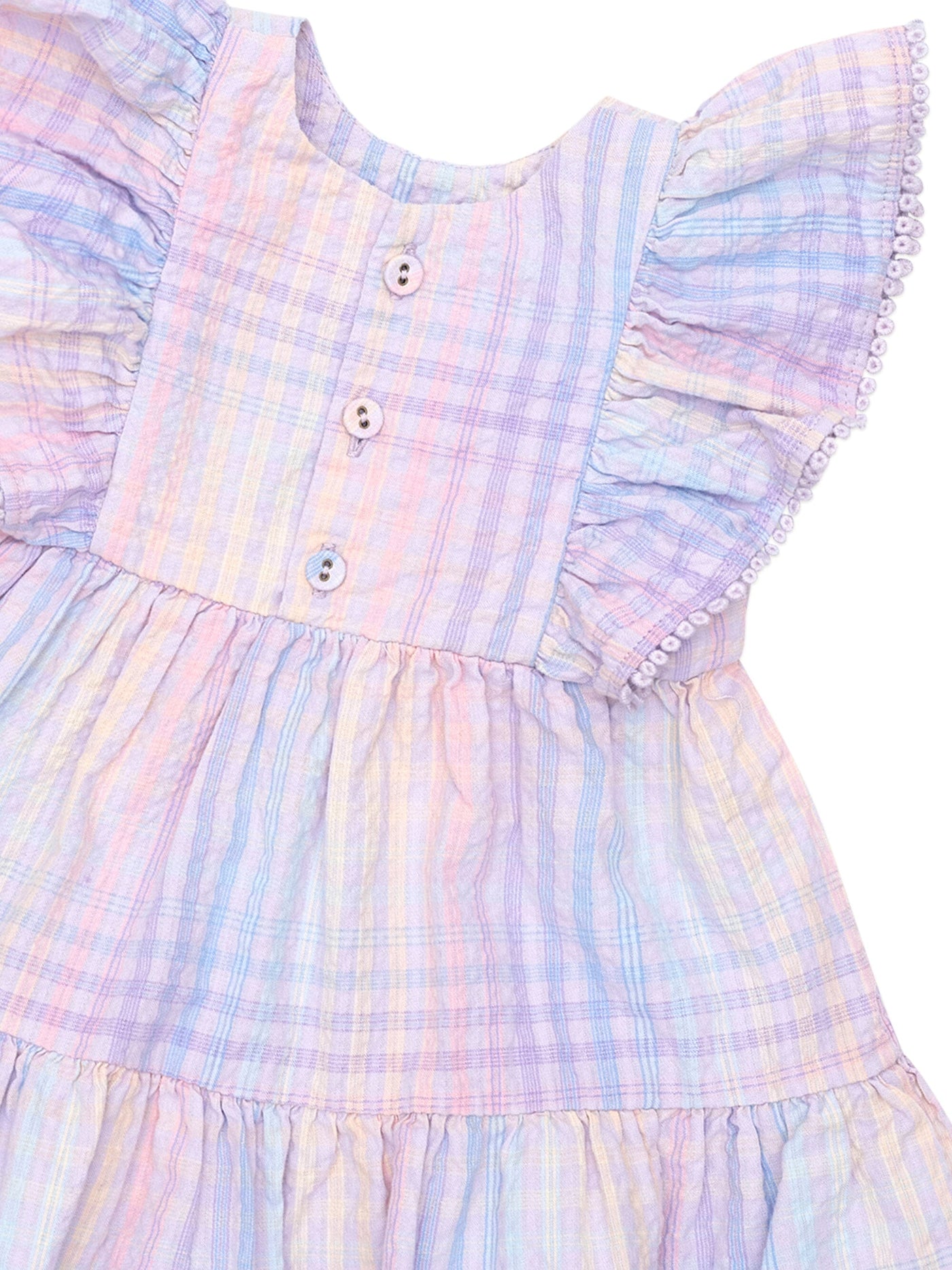 Huxbaby - Rainbow Check Frill Dress - HB1307W25 Short Sleeve Dress Huxbaby 