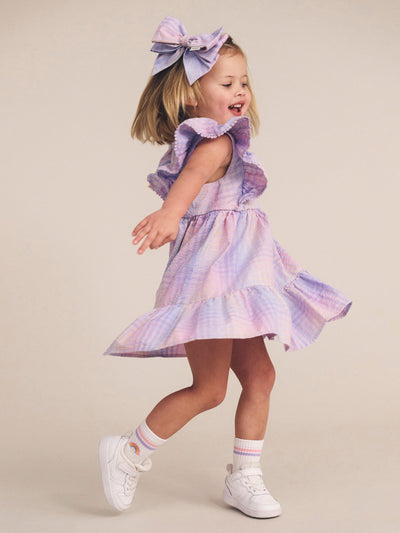 Huxbaby - Rainbow Check Frill Dress - HB1307W25 Short Sleeve Dress Huxbaby 