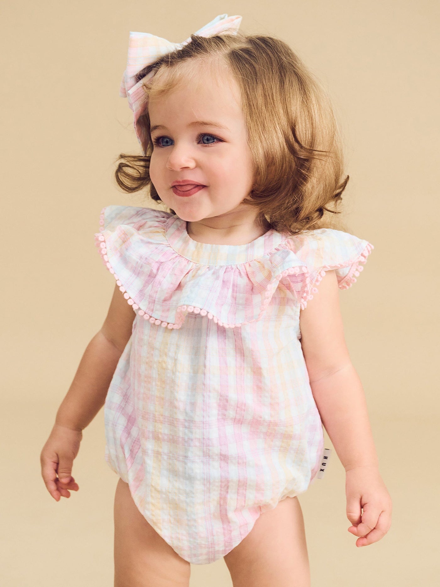 Huxbaby - Rainbow Check Frill Onesie - HB0216S24 Onesie Huxbaby 