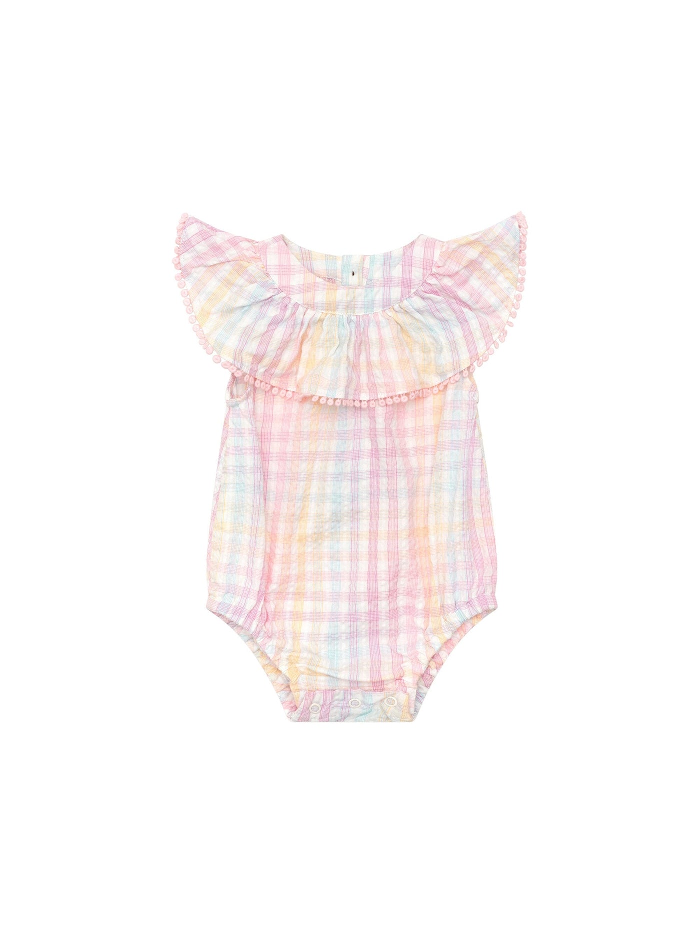 Huxbaby - Rainbow Check Frill Onesie - HB0216S24 Onesie Huxbaby 