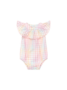 Huxbaby - Rainbow Check Frill Onesie - HB0216S24