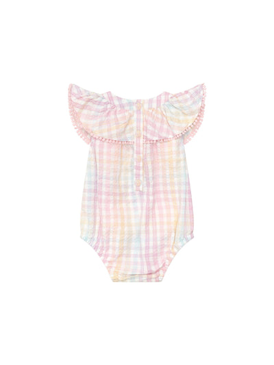 Huxbaby - Rainbow Check Frill Onesie - HB0216S24 Onesie Huxbaby 