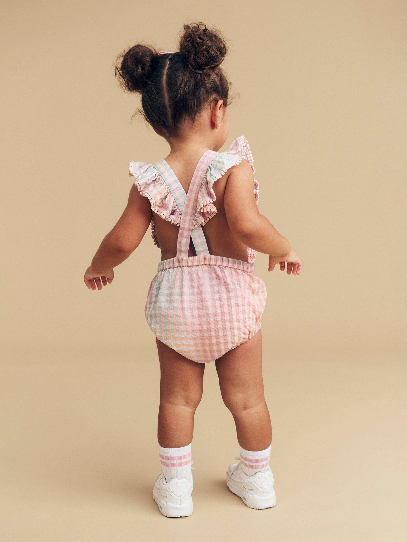 Huxbaby Rainbow Check Frill Playsuit HB0050W24 Playsuit Huxbaby 