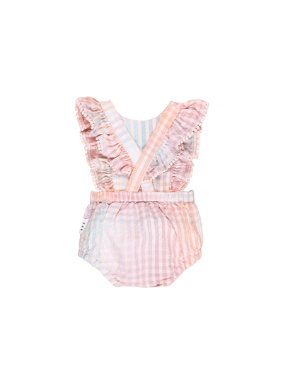 Huxbaby Rainbow Check Frill Playsuit HB0050W24 Playsuit Huxbaby 