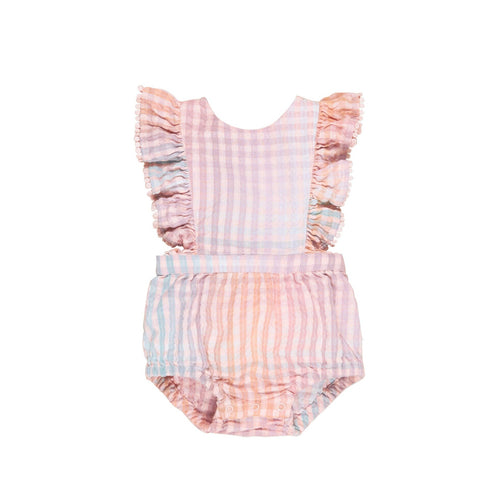 Huxbaby - Rainbow Check Frill Playsuit - HB0050W24