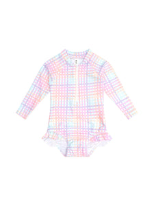 Huxbaby - Rainbow Check Frill Zip Swimsuit - HB7256S24