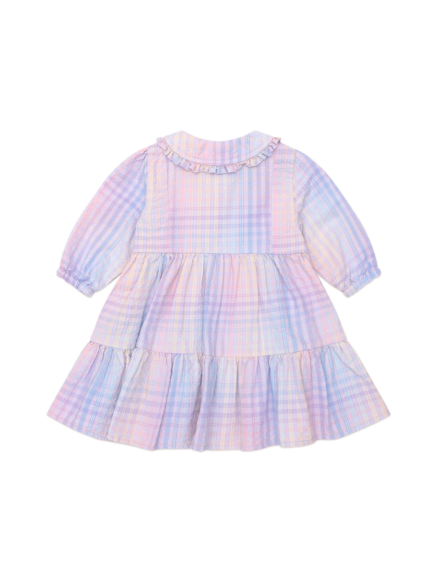 Huxbaby - Rainbow Check Long Sleeve Frill Dress - HB1205W25 Long Sleeve Dress Huxbaby 