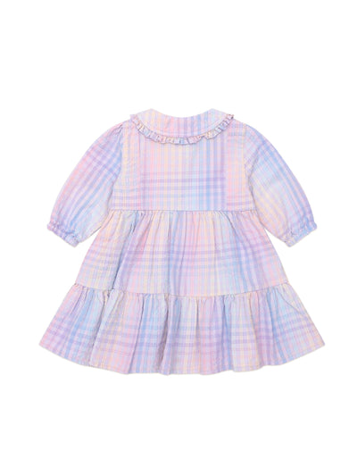 Huxbaby - Rainbow Check Long Sleeve Frill Dress - HB1205W25 Long Sleeve Dress Huxbaby 