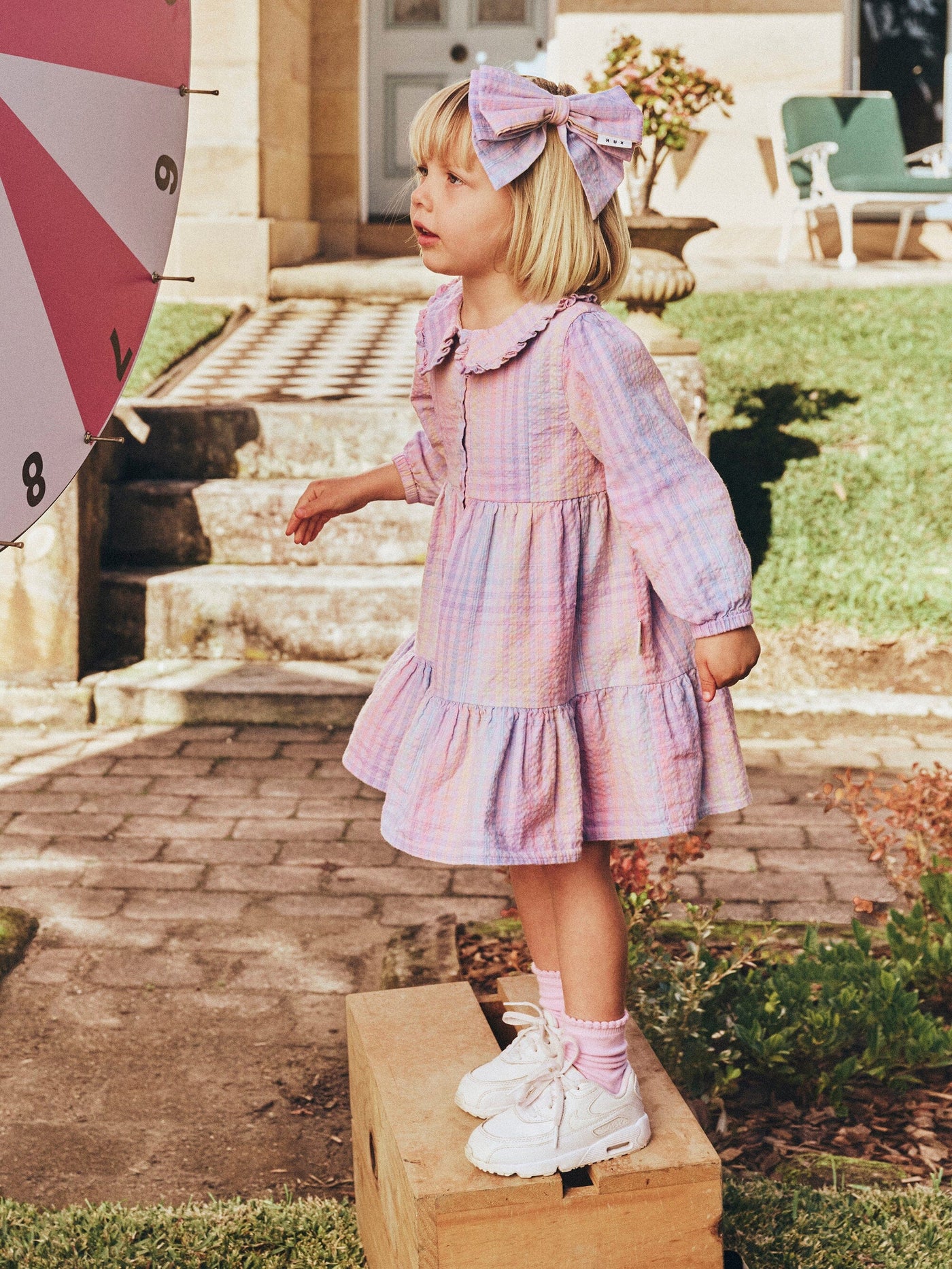 Huxbaby - Rainbow Check Long Sleeve Frill Dress - HB1205W25 Long Sleeve Dress Huxbaby 