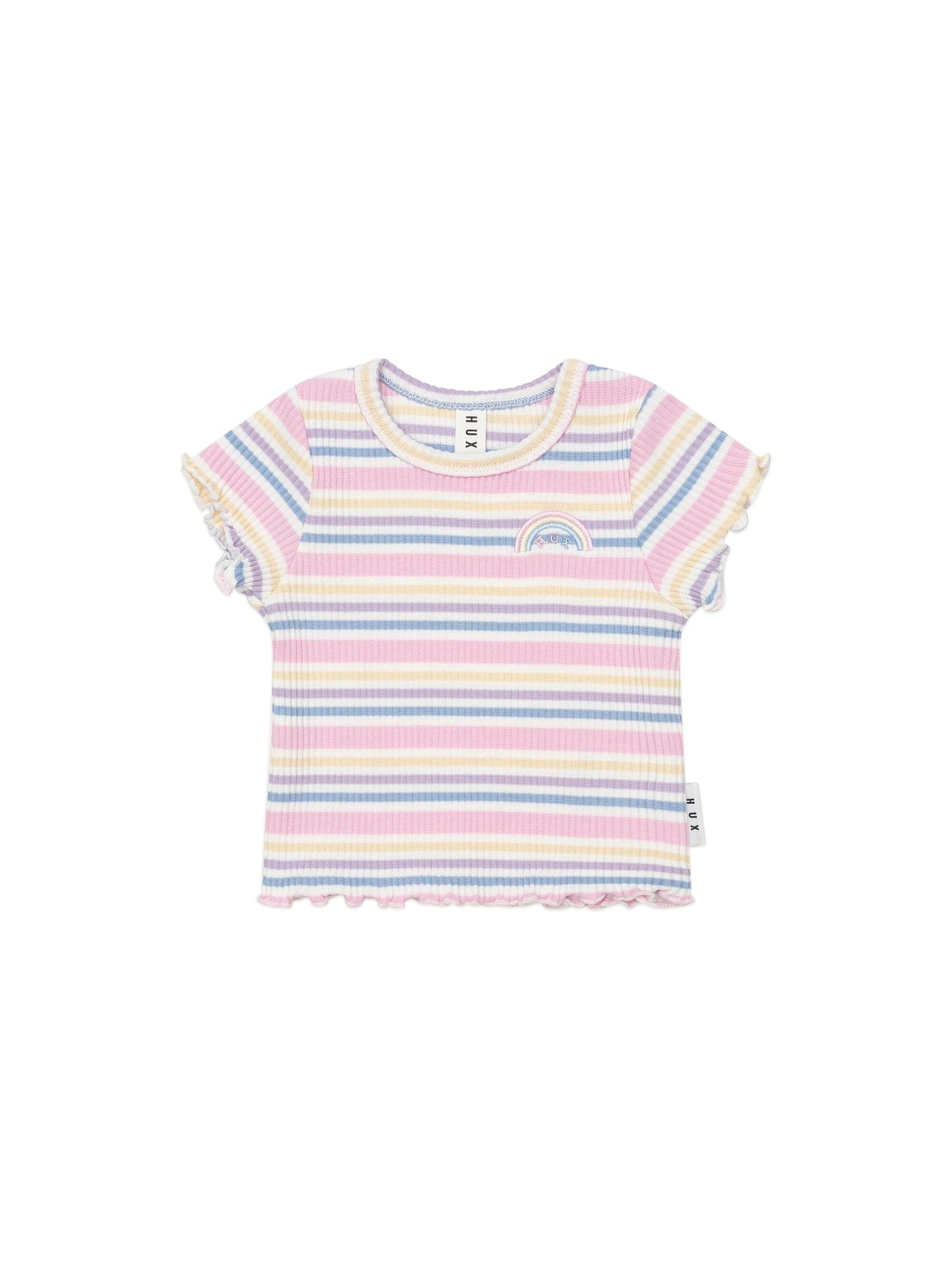 Huxbaby - Rainbow Stripe Rib Tee - HB2279W25 Short Sleeve T-Shirt Huxbaby 