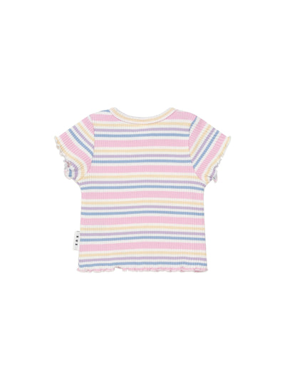 Huxbaby - Rainbow Stripe Rib Tee - HB2279W25 Short Sleeve T-Shirt Huxbaby 