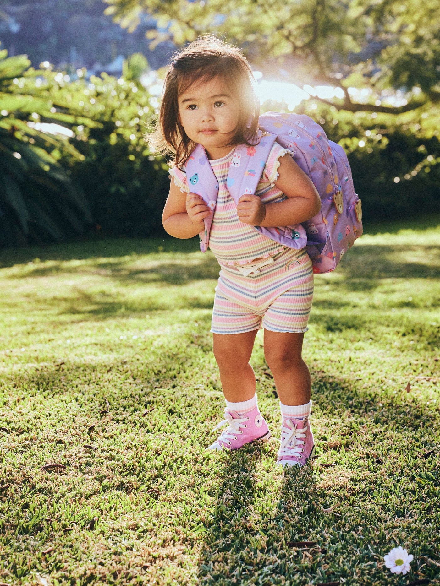 Huxbaby - Rainbow Stripe Rib Tee - HB2279W25 Short Sleeve T-Shirt Huxbaby 