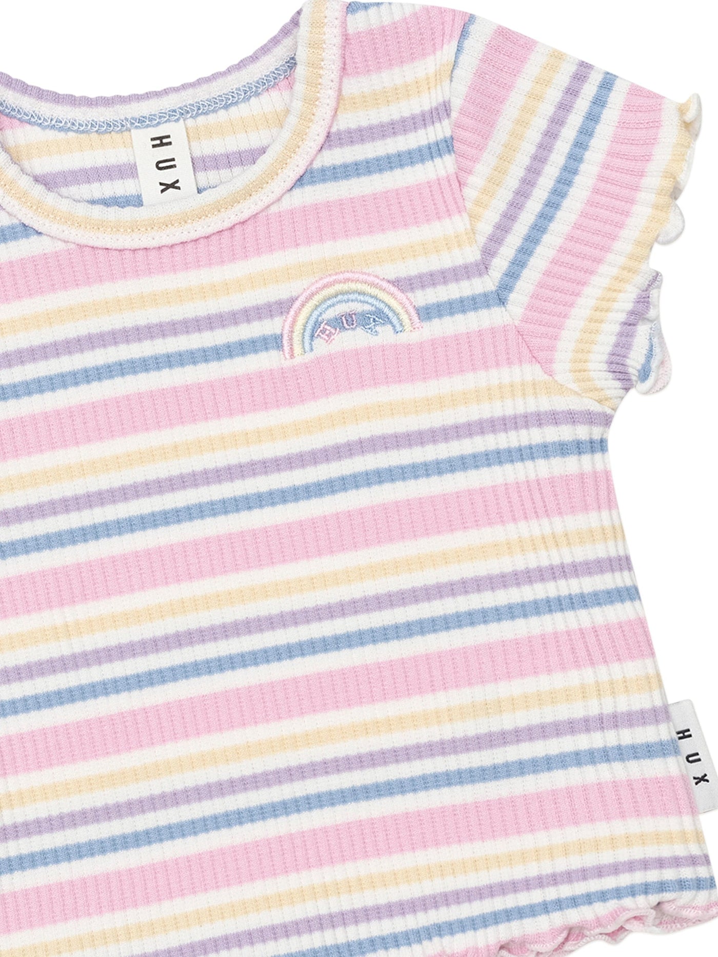 Huxbaby - Rainbow Stripe Rib Tee - HB2279W25 Short Sleeve T-Shirt Huxbaby 