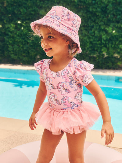 Huxbaby - Rainbow Unicorn Frill Ballet Swimsuit - HB7174S24 One-Piece Swimsuit Huxbaby 