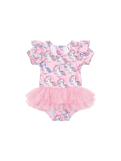 Huxbaby - Rainbow Unicorn Frill Ballet Swimsuit - HB7174S24 One-Piece Swimsuit Huxbaby 