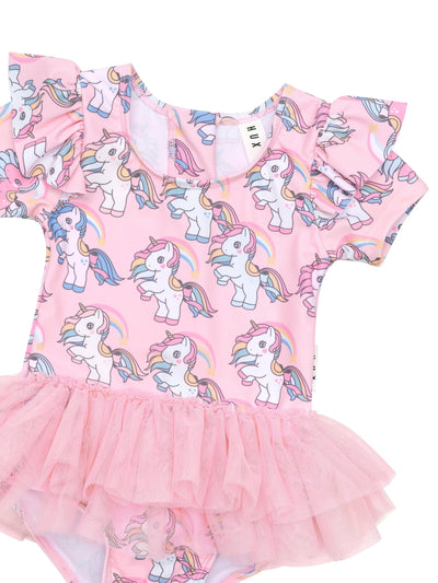 Huxbaby - Rainbow Unicorn Frill Ballet Swimsuit - HB7174S24 One-Piece Swimsuit Huxbaby 