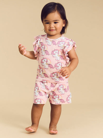 Huxbaby - Rainbow Unicorn Frill Pj Set - HB9114S24 Short Sleeve Pyjamas Huxbaby 