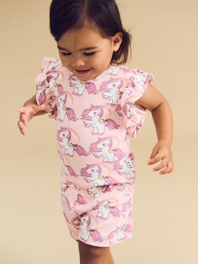 Huxbaby - Rainbow Unicorn Frill Pj Set - HB9114S24 Short Sleeve Pyjamas Huxbaby 