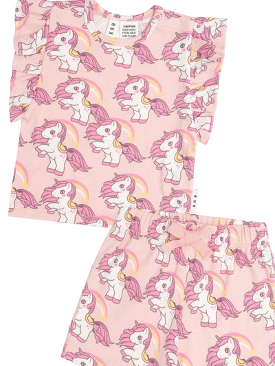 Huxbaby - Rainbow Unicorn Frill Pj Set - HB9114S24 Short Sleeve Pyjamas Huxbaby 