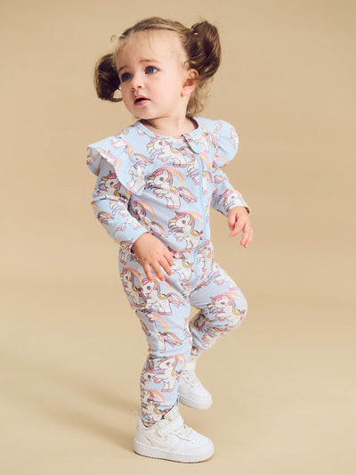 Huxbaby - Rainbow Unicorn Frill Romper - HB0098S24 Romper Huxbaby 