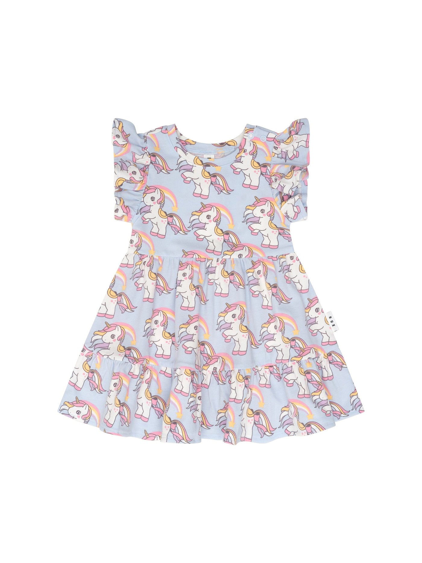 Huxbaby - Rainbow Unicorn Tier Dress - HB1097S24 Short Sleeve Dress Huxbaby 