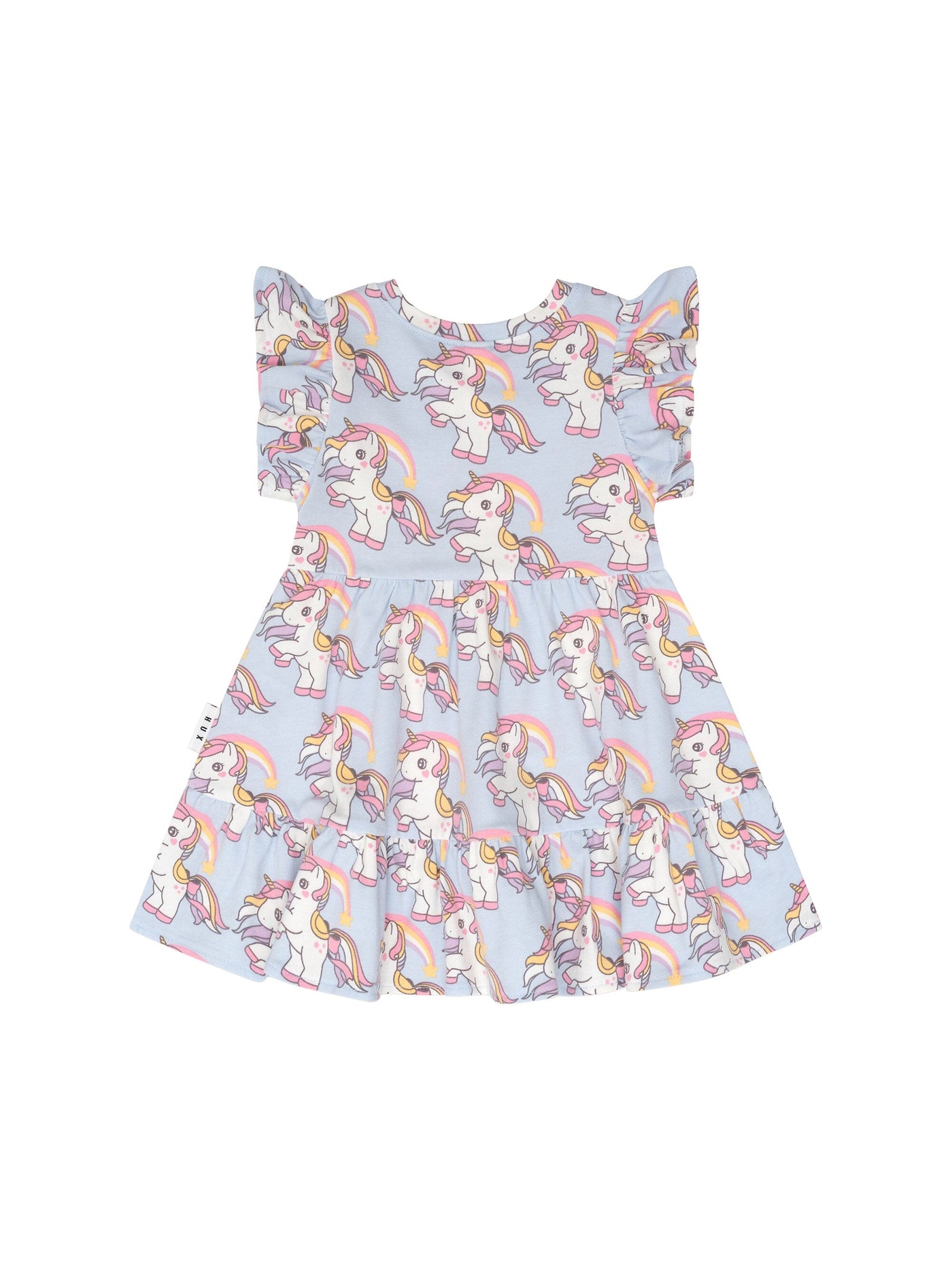 Huxbaby - Rainbow Unicorn Tier Dress - HB1097S24 Short Sleeve Dress Huxbaby 