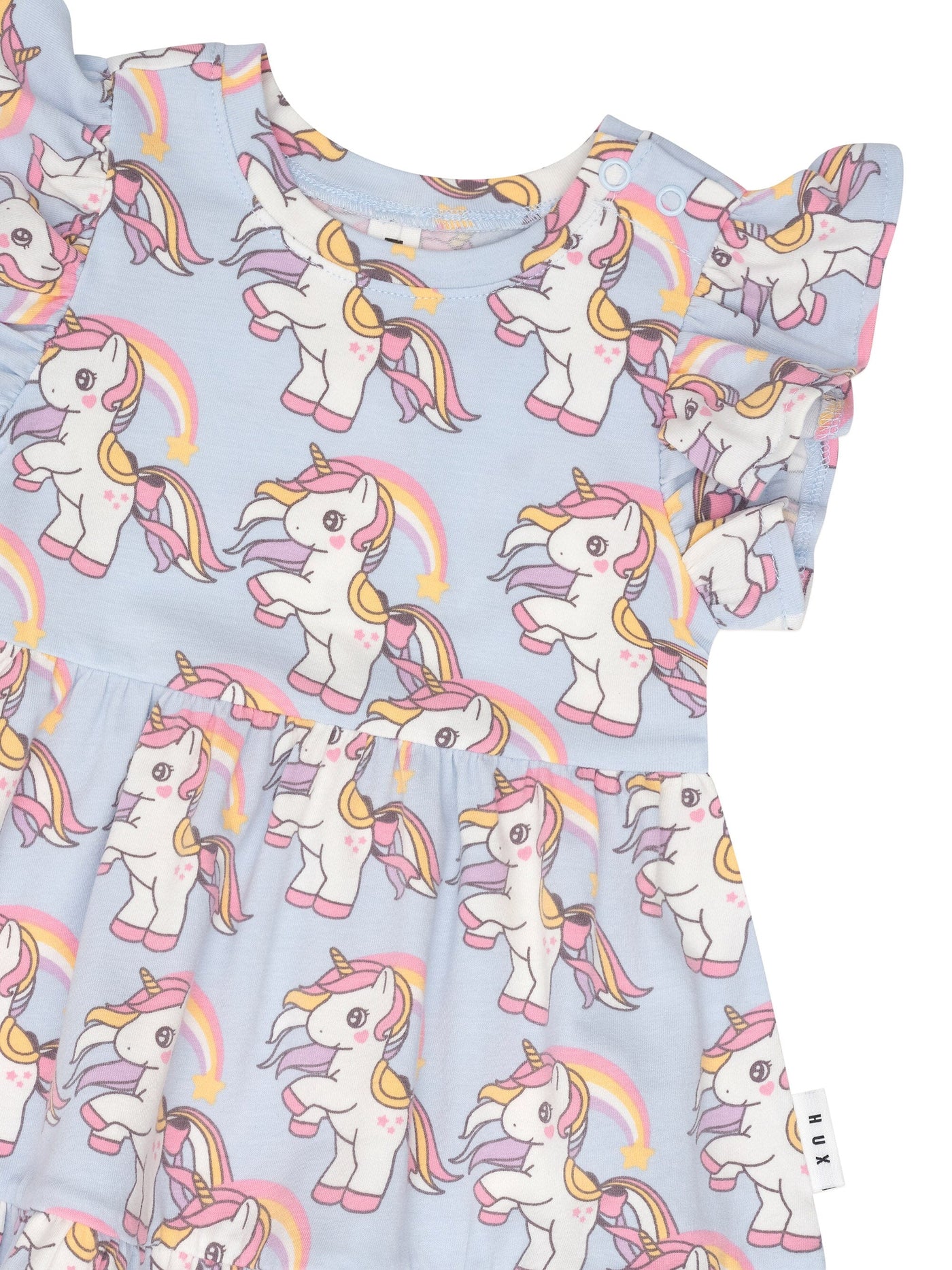 Huxbaby - Rainbow Unicorn Tier Dress - HB1097S24 Short Sleeve Dress Huxbaby 