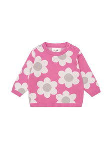 Huxbaby - Raspberry Daisy Knit Jumper - HB5174W25