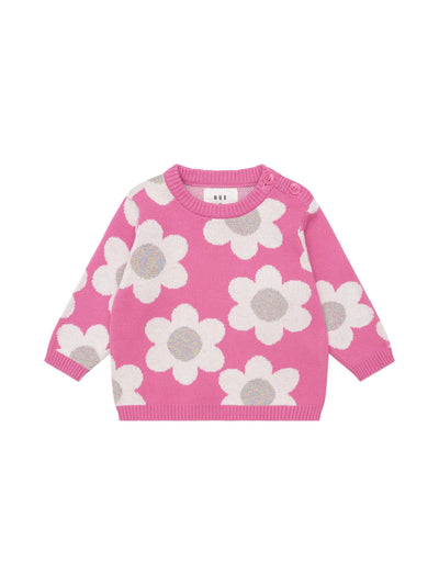 Huxbaby - Raspberry Daisy Knit Jumper - HB5174W25 Knitted Jumper Huxbaby 